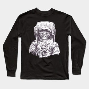 Chimp Wearing An Astronaut Suit Long Sleeve T-Shirt